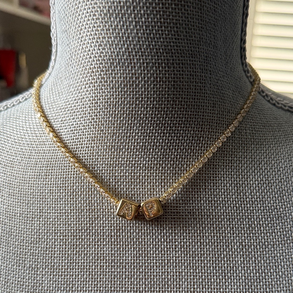 Chic Gold Necklace with Initial Pendants